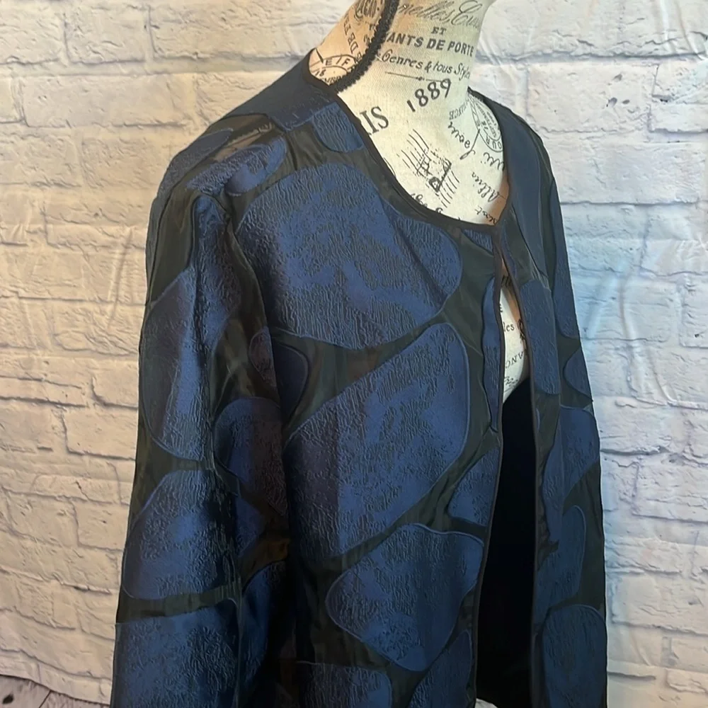 Chico’s Travelers Open Jacket Giraffe Abstract Print Organza Jacquard Sheer XL